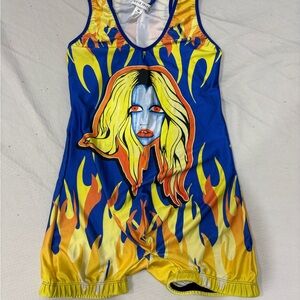 Men’s Patrick Church One Piece with Blue and Yellow Flame Design